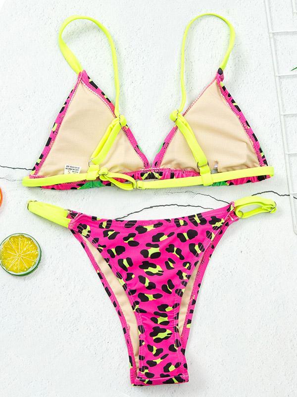 Sexy Triangles Spaghetti-Neck Printing Split Type Bikini Swimsuit