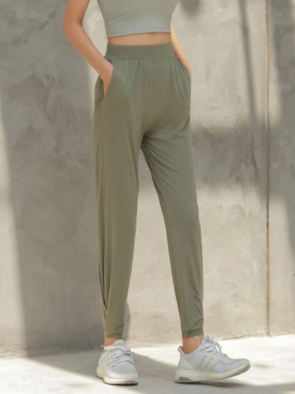 Quick-dry Solid Ruffled Elasticity Sports Pants