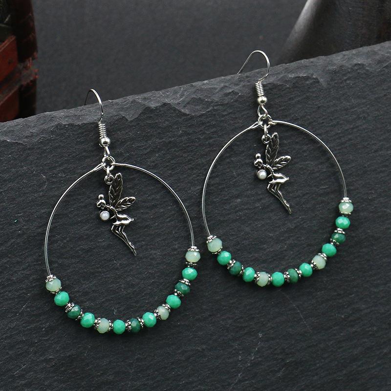 Buykud Simple Casual Beads Alloy Angel Earrings