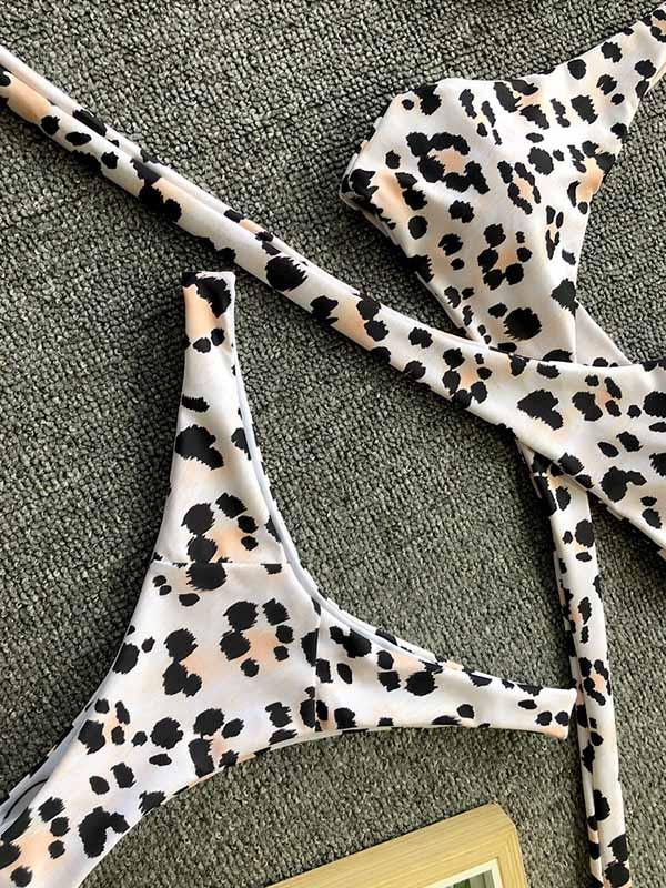 Sexy Leopard Print Bandge Bikinis Swimsuit