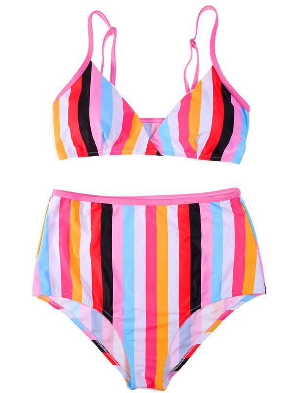 Rainbow Striped Bikinis & One-piece Swimwear