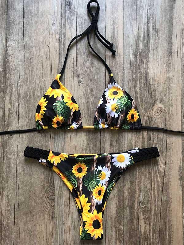 Printed Triangles Triangles Split Bikini Swimsuit