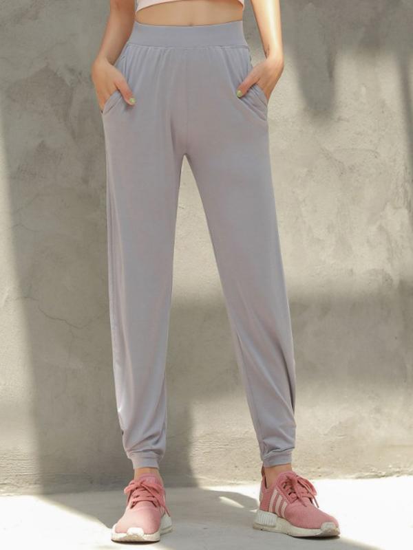 Quick-dry Solid Ruffled Elasticity Sports Pants