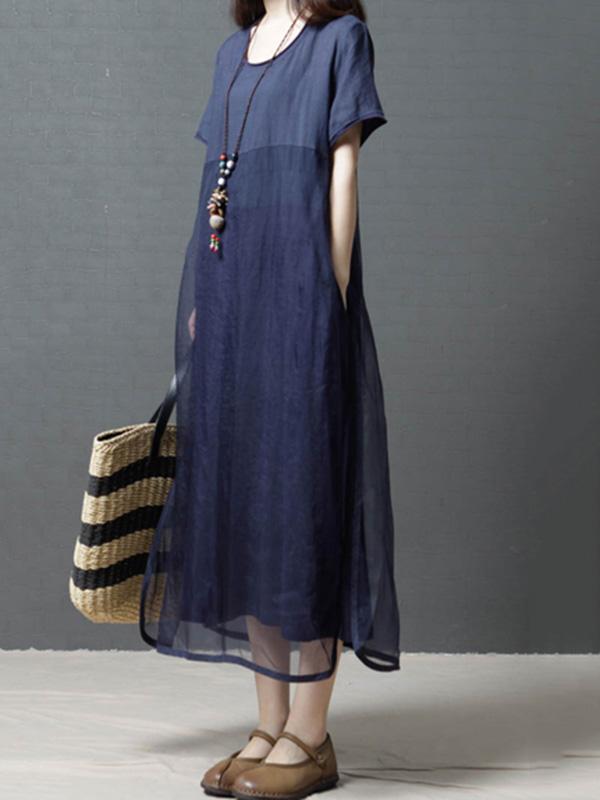 Loose Grenadine Split-joint Long Dress