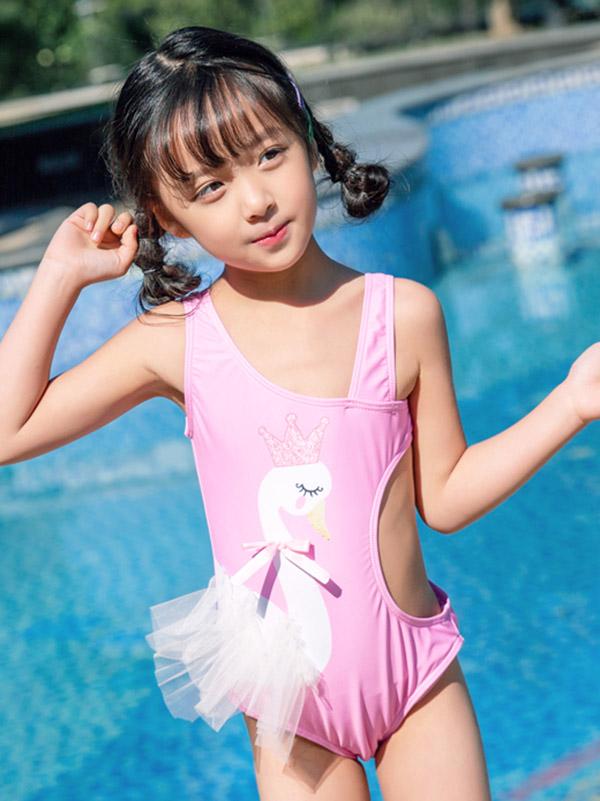 AONIHUA Swan Lovely Girl Swimwear