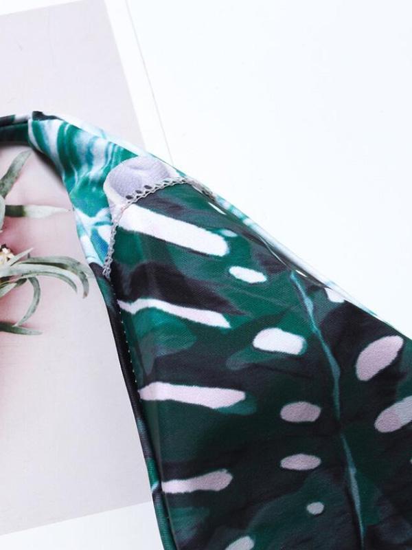 Leaves Printed One-piece Swimwear