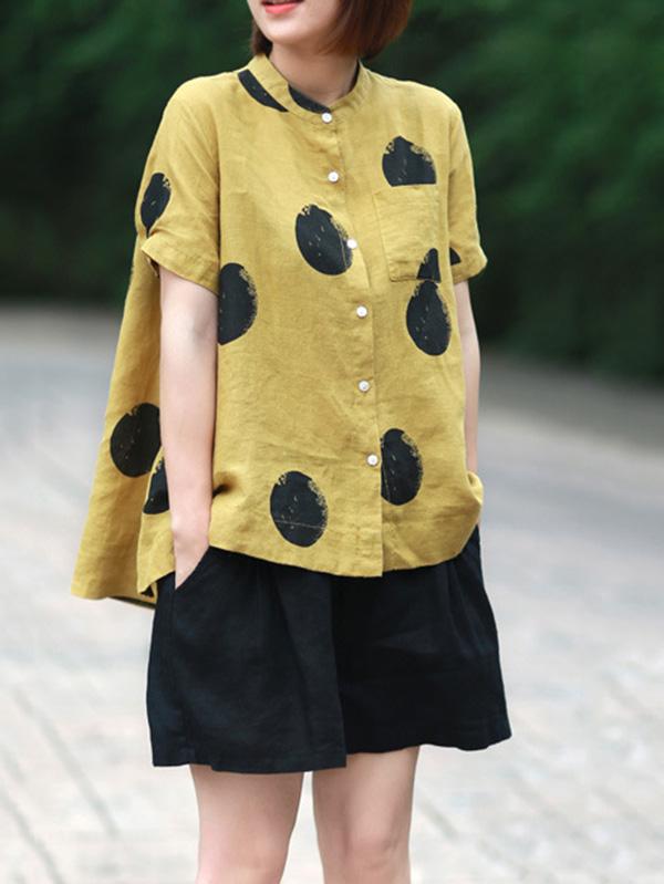 Loose A-line Polka-dot T-shirt