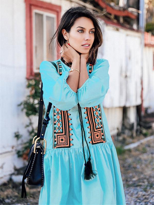 Embroidered Sun-protection Vacation Dress