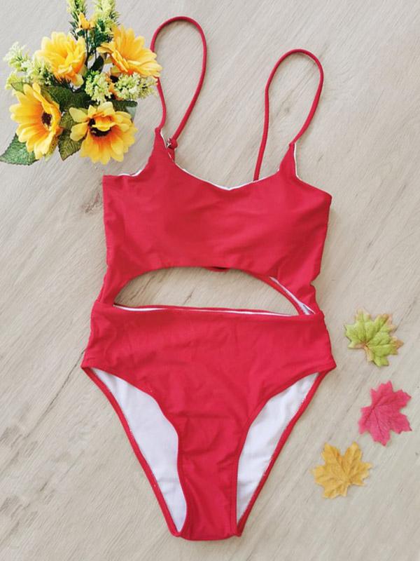 Sexy Sling Hollow  Bandage  One-Piece Type Swimwear