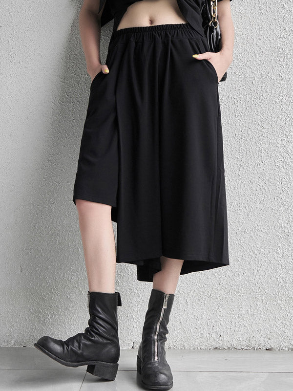 Cool Girl Black Asymmetric Elastics Wide Leg Pants