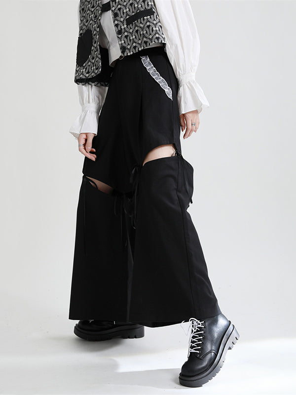 Stylish Split-Joint Printed Wide Leg Loose Pants