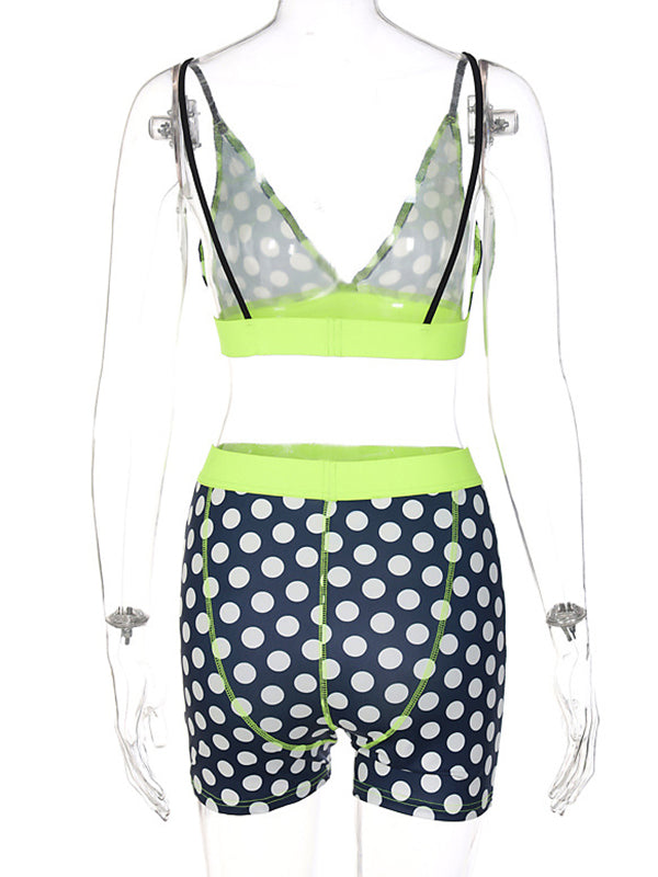 Sport Print Contrast Color Bra&Shorts Suits