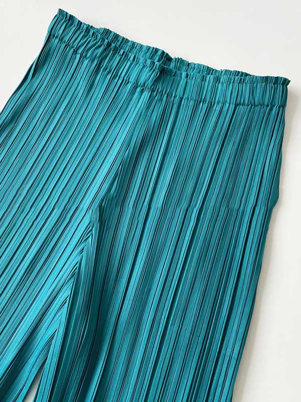 Simple Solid Color Empire Waisted Column Loose Ninth Wide-Leg Pants