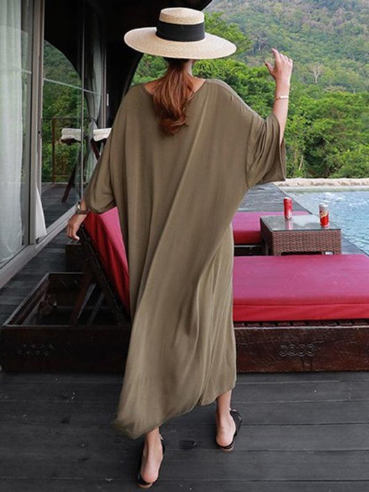 Loose Soft Batwing Sleeve Long Dress