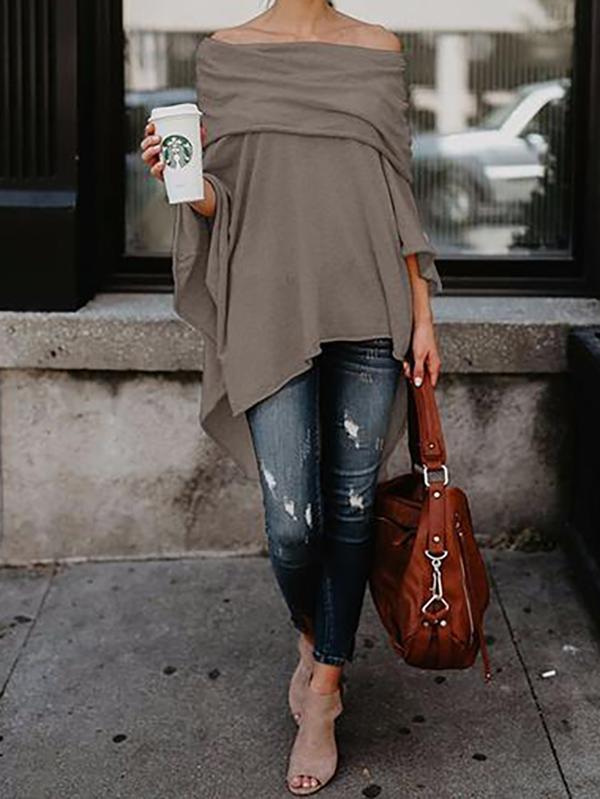 Off-the-shoulder Asymmetric Blouses&shirts Tops