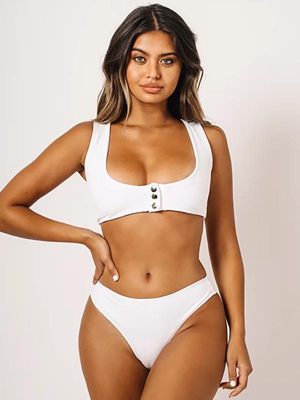 Sexy Vest Hidden Buckle Split Type Bikini Swimsuit