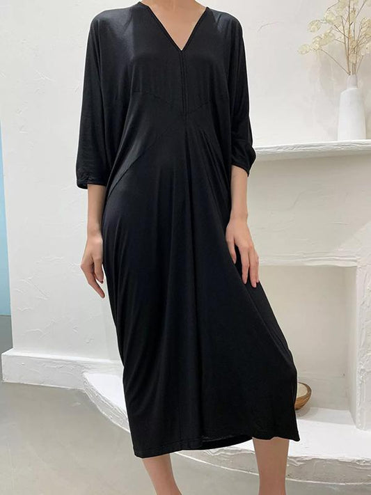 Elegant Soft V-neck Long Dress