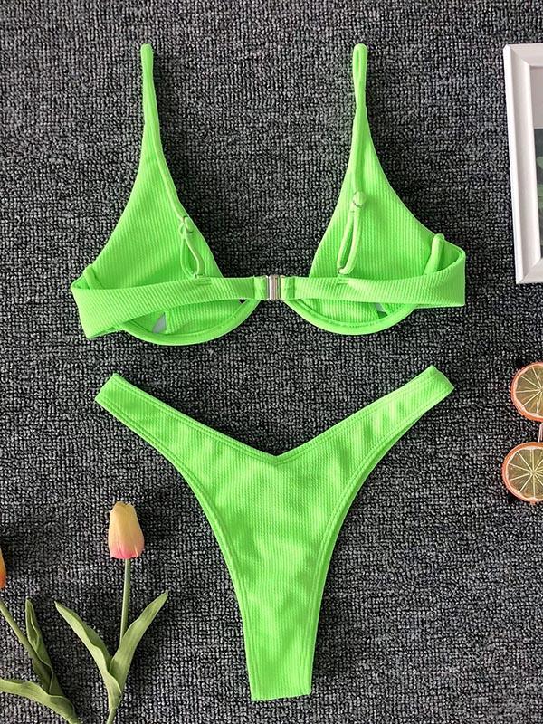 Sexy Spaghetti-Neck Padded Triangles Bikini Swimsuit