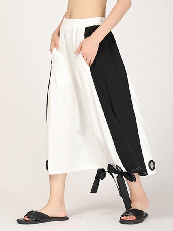 Loose Split-joint Lace-up Skirt