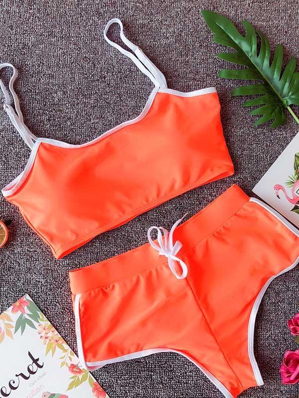 Lace Up Sport Bandeau Bikinis Swimwear