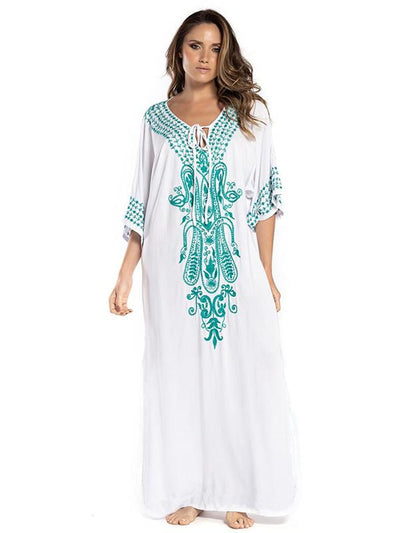 Loose Cotton Printed Cover-ups Swimsuit