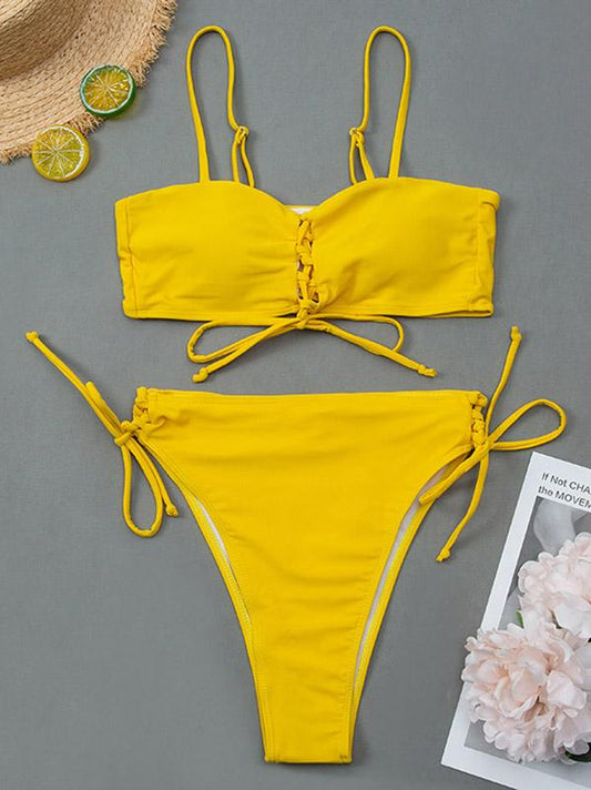 Sexy Strapless Bandage Split Type Bikini Swimsuit