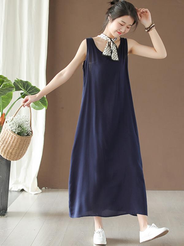 Loose Sleeveless Soft Long Dress