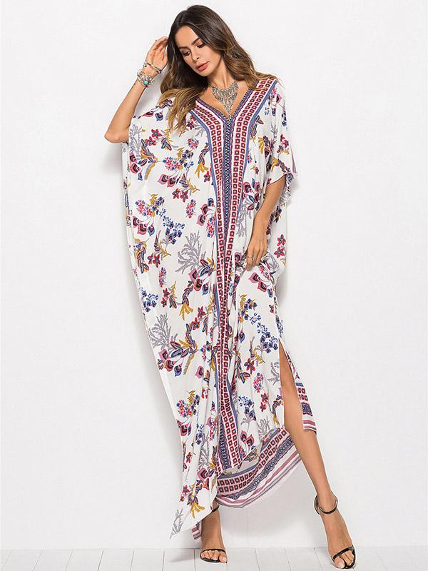 Loose Floral Printed Beach Kaftans