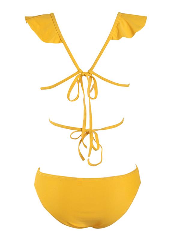 Ruffle Yellow Bikini Swimsuit