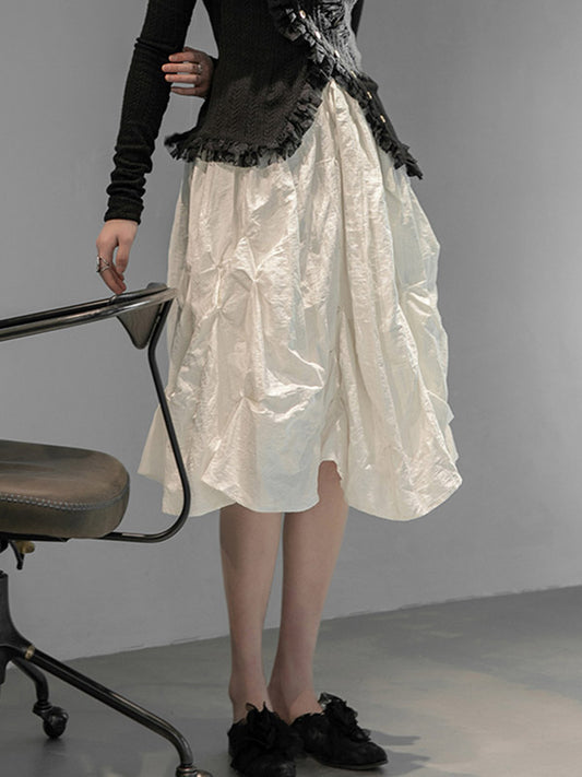 Original Pleats Solid Color A-Line Skirt