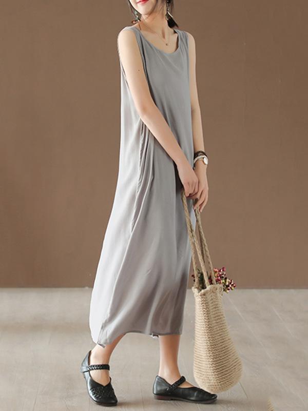 Loose Sleeveless Soft Long Dress