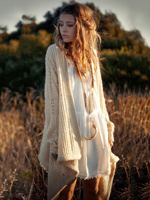 Knitting Hollow Long Sleeves Cover-up Tops