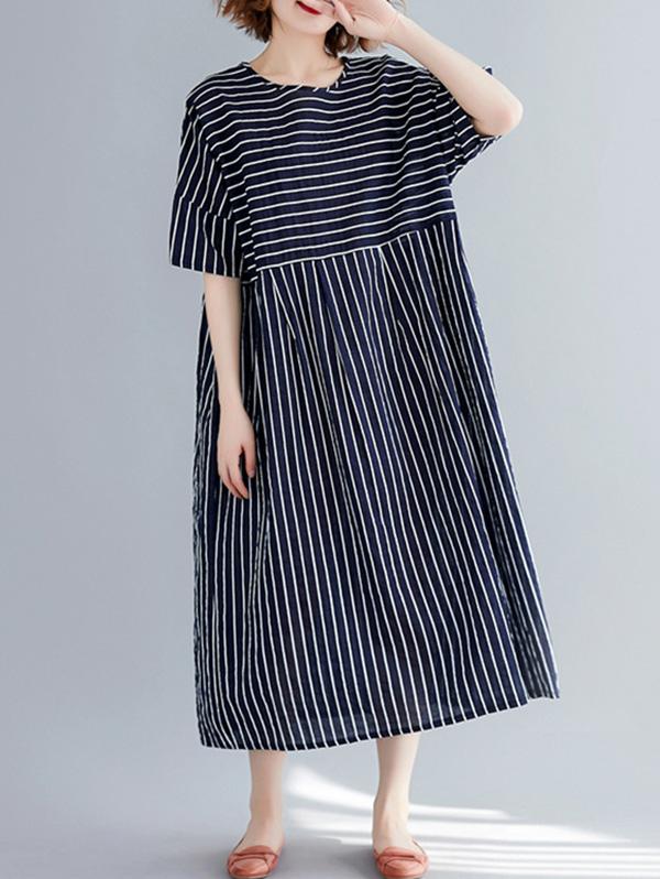 Loose Cotton Striped Dress