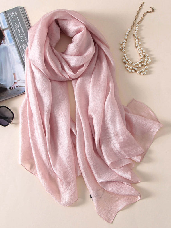 Casual Solid Color Keep Warm Sun Protection Silk Shawl&Scarf