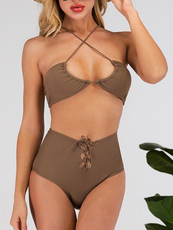 Sexy Hollow Bandage Bikini Swimsuit