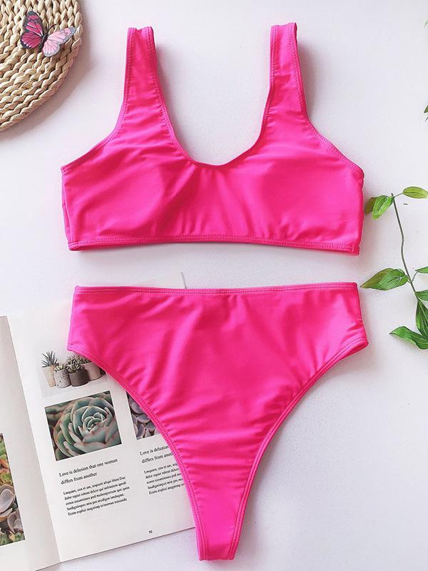 Metal Buckle Split Bikini Swimsuit