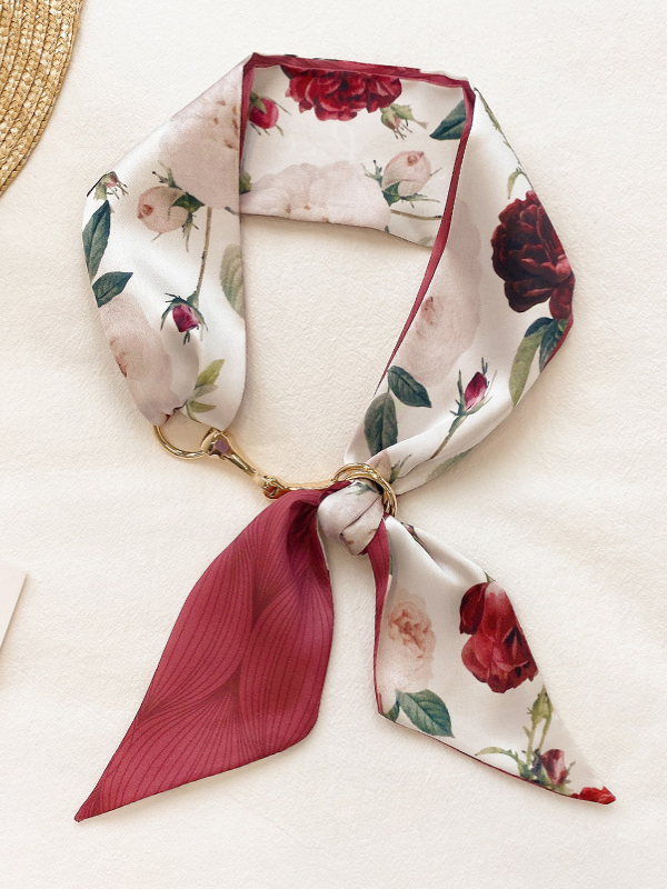 Fashion Rose Tie-Dyed Sun Protection Hair Band& Silk Scarf