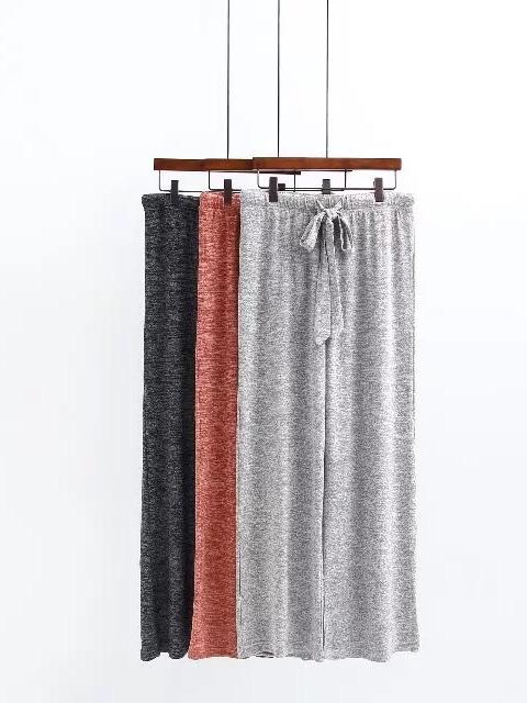 Drawstring Solid Hood Sweatershirt And Wide Leg Pants Suits