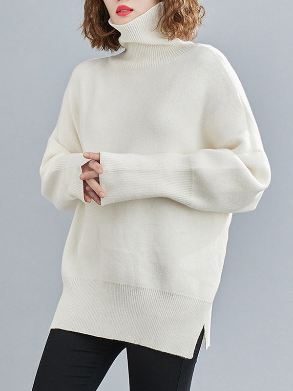 Original Solid High-Neck Knitting Sweater