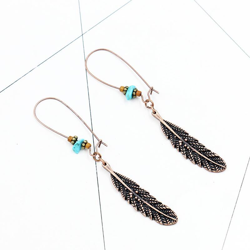 Alloy big retro leaf earrings