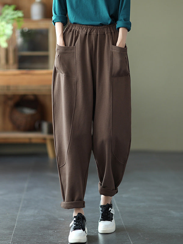 Simple Solid Color Empire Waisted Loose Harem Pants