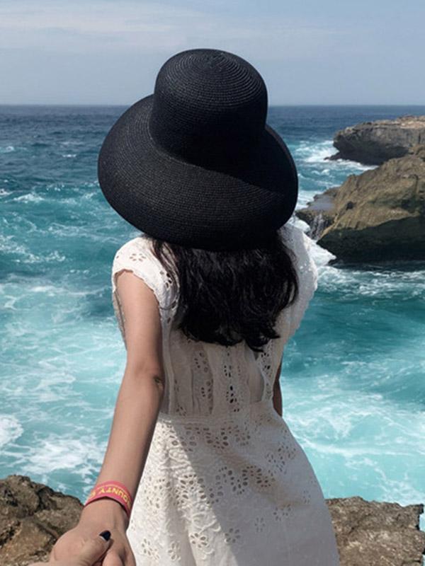 Leisure Long-Brim Sun-Protection Straw Hat