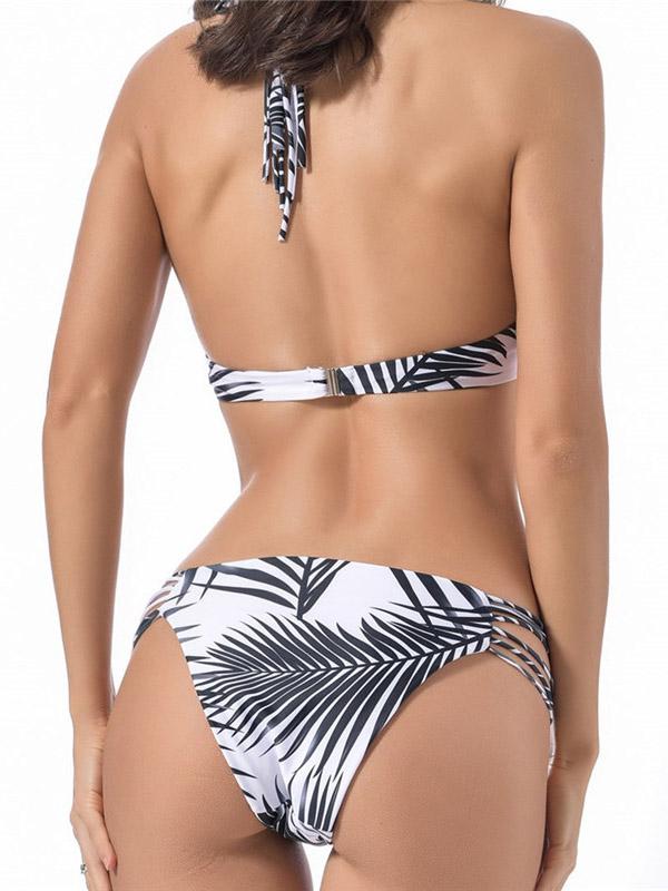 Caribe Printed Bandage Split Bikini Swimsuit