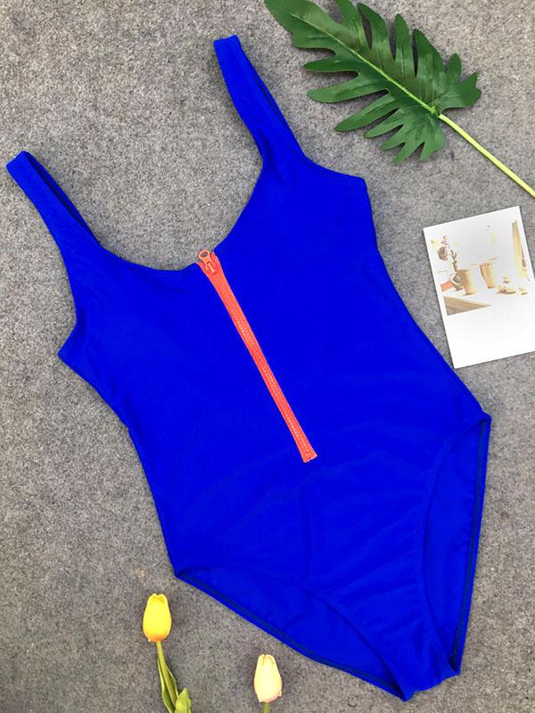 Zipper One-piece Swimwear