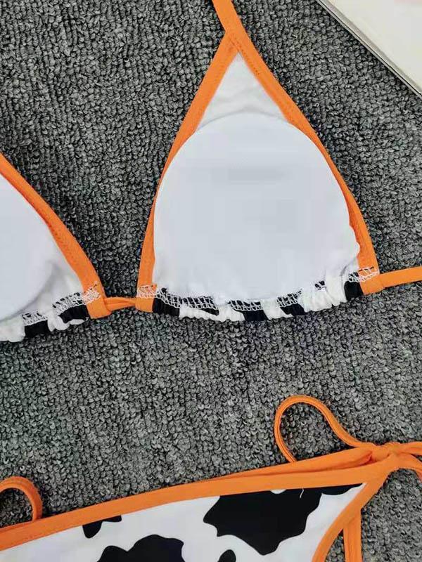 Sexy Spaghetti-Neck Bandage Hemming Bikini Swimsuit