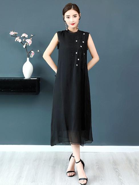 Chiffon Embroidery Vest Dress