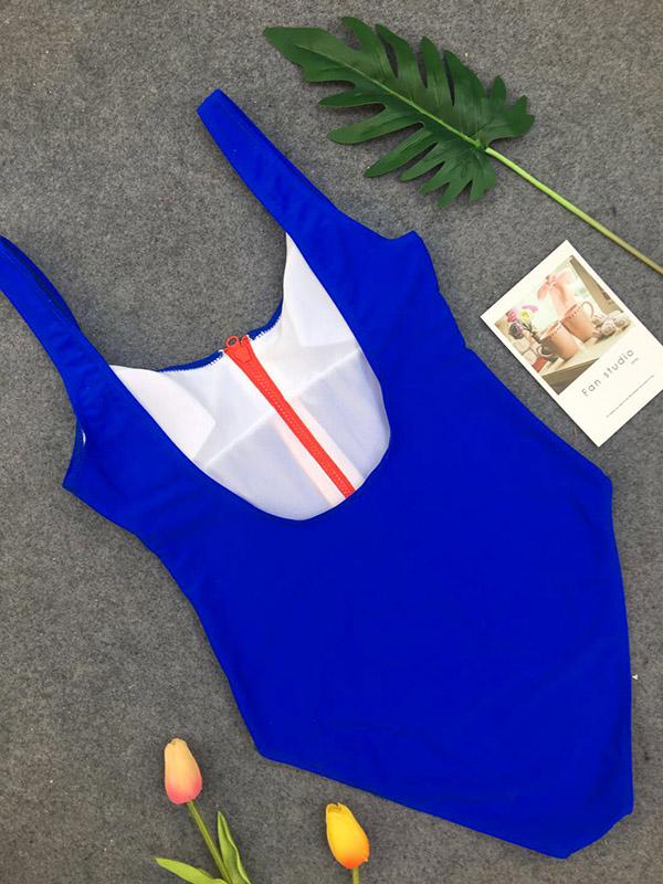 Zipper One-piece Swimwear