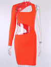 Solid Color Wrap Hollow One-Shoulder Mini Dresses