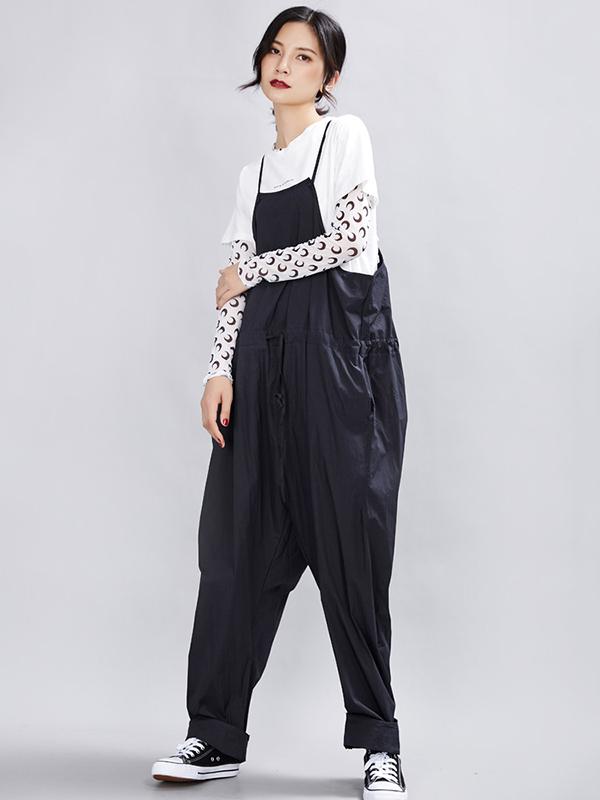 Loose Solid Braces Jumpsuit