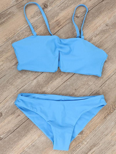 Bandeau Plain Bikinis Swimwear